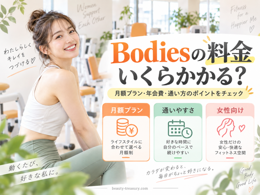 Bodiesの月額料金と料金プランを確認するイメージ