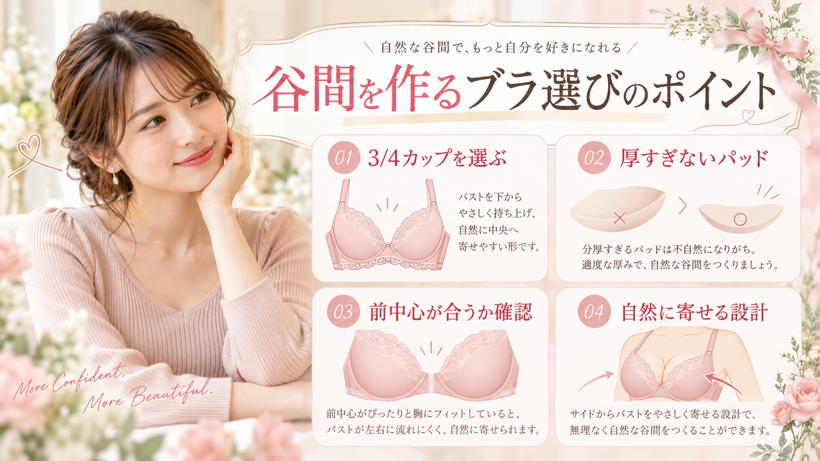 鳩胸で谷間を作りやすいブラ選びのポイント