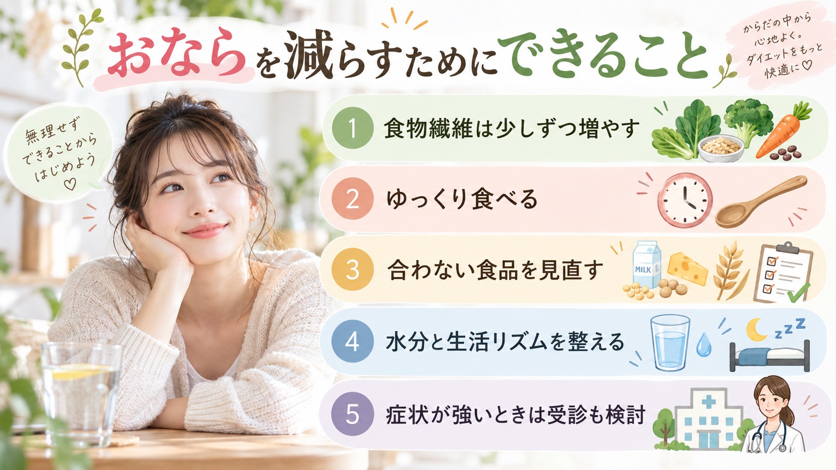 ダイエット中のおならを減らすためにできること
