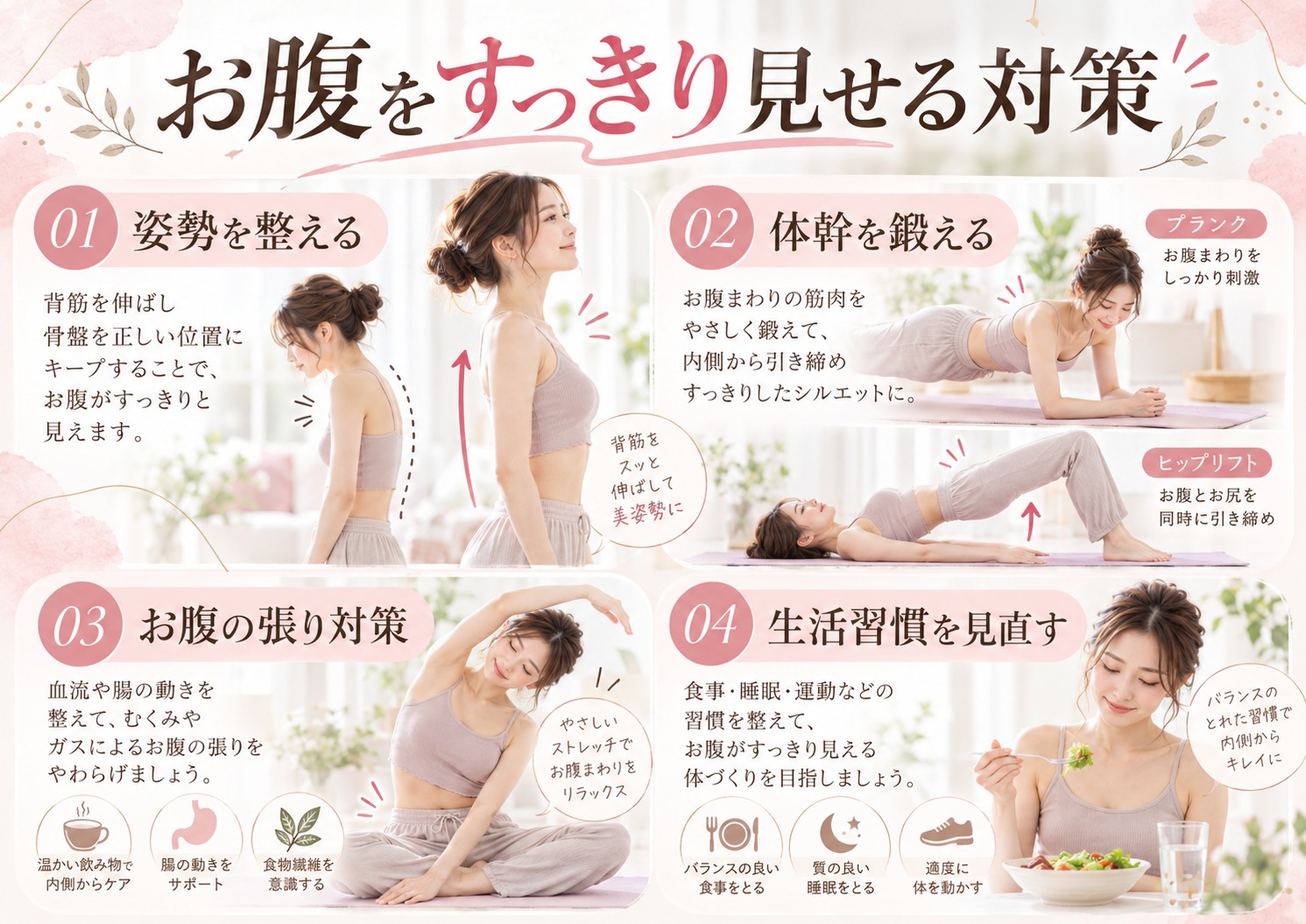 三段腹を目立ちにくくする姿勢と体幹トレーニング対策